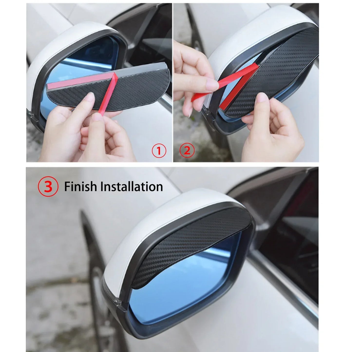 Carbon Fiber & Transparent Car Rearview Mirror Rain Eyebrow